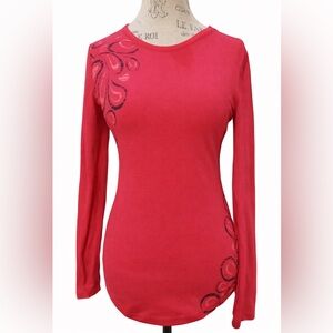 Tek Gear Pink Long Sleeve Top Small S Cotton Blend Stretch Active Casual Shirt